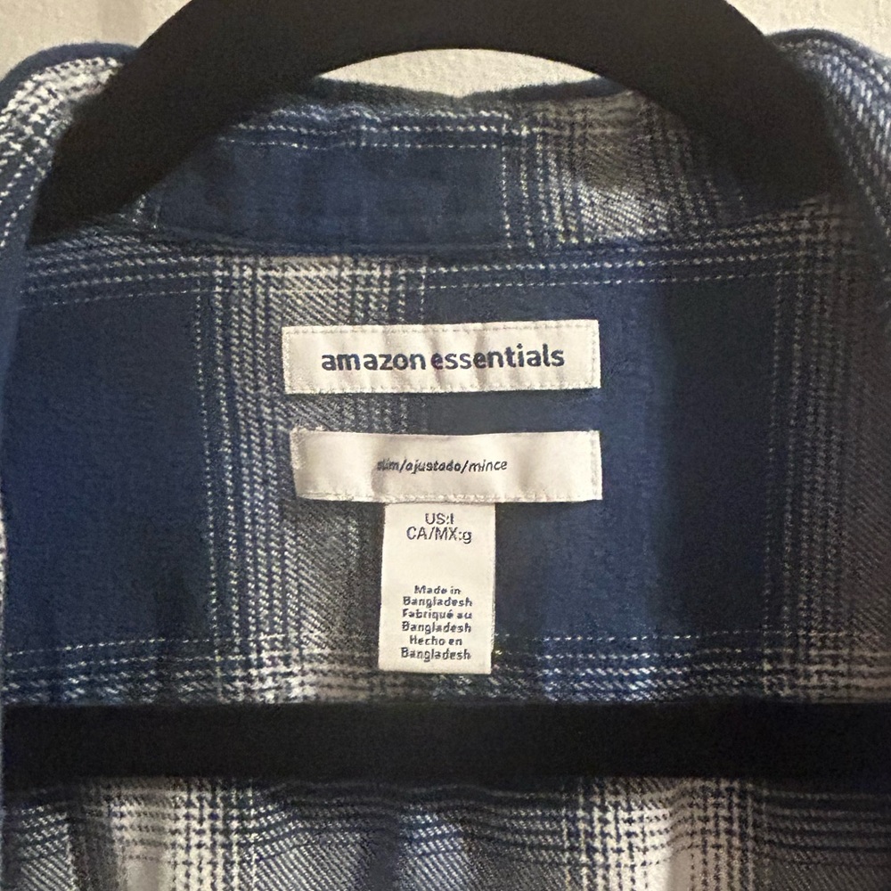 Amazon Essentials Navy and White Checkered Flannel Shirt - Picture 3 of 8
